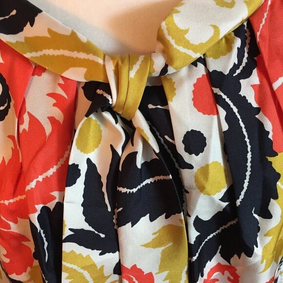 Milly multi color silk tie neck sleeveless top 10 - Picture 3 of 6